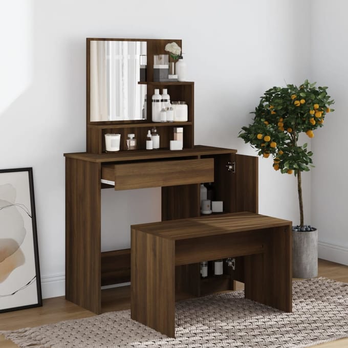 vidaXL - Kaptafelset - 86,5x35x136 - cm - bruineiken