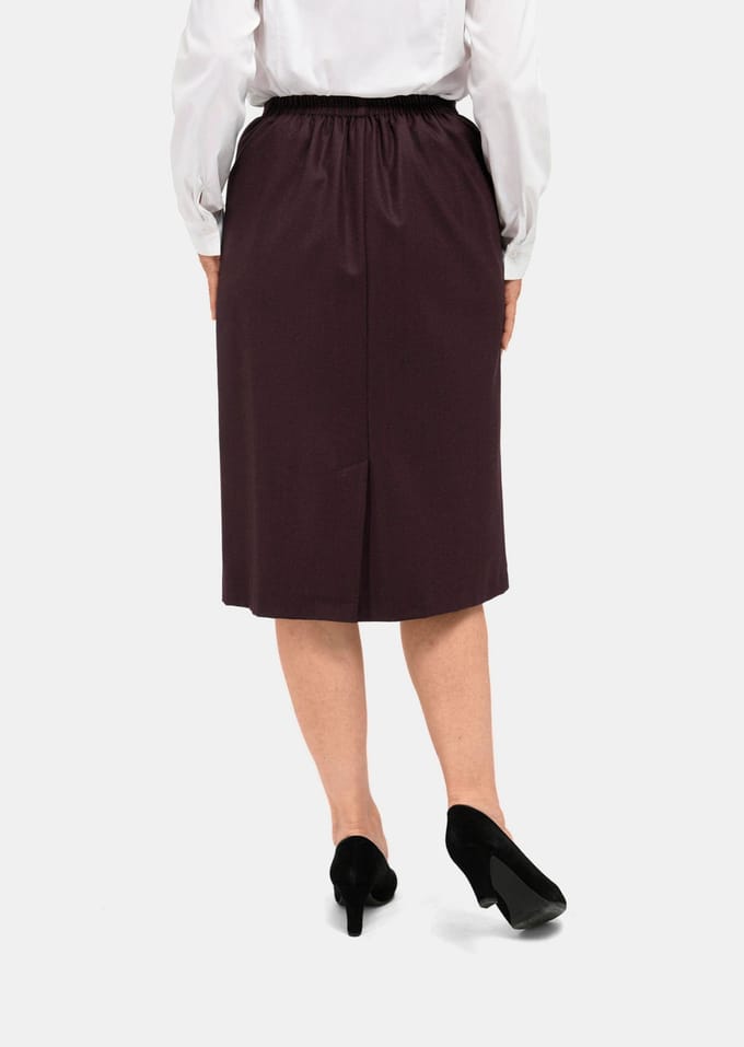 Klassieke scheerwollen rok met elastische tailleband - bordeaux / gemêl. - Gr. 42 van Goldner Fashion