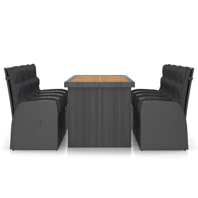 vidaXL - 9-delige - Tuinset - met - kussens - poly - rattan - zwart