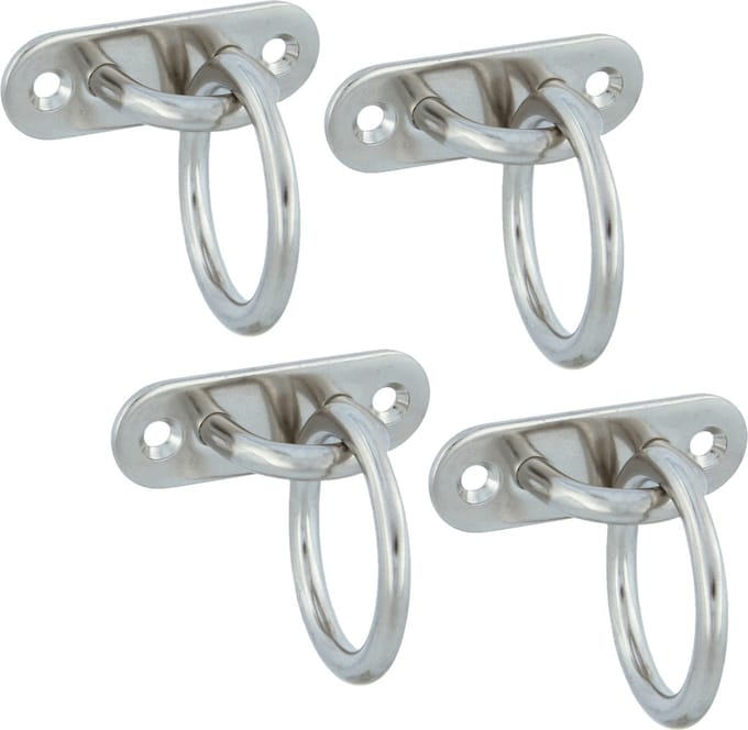 AMIG Oogplaat met aanlegring - 4x - oogplaat 6 x 2cm - ring D3.6cm - rvs - vastzetplaat