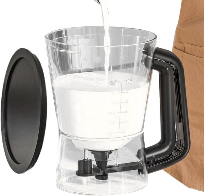 Pannenkoek Deegdispenser - Beslag Trechter - Bakken Thuis - Eenvoudige Dosering - 1 Liter - Transparant