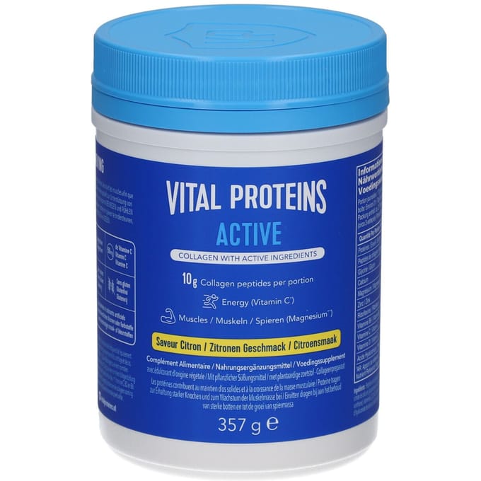 Vital Proteins Active Citroensmaak - Suikervrij - 357 gram - 10 gram Peptiden Rundercollageen