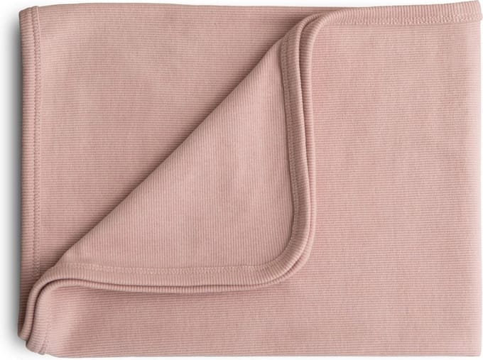 Mushie Wiegdeken Ribbed Baby Blanket - Blush