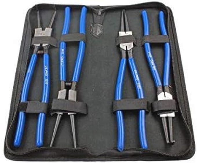 Gereedschapset voor Circliptangen - 4 Stuks in Zip Case - Gebogen en Rechte Tangen