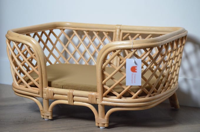 Château Rustique - Rotan hondenbed Guus met kussen - maat S - 60x40x30 cm