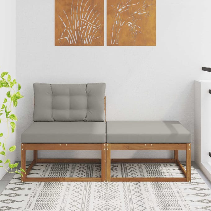 vidaXL - Sectie - Sofa - Eenheden - met - kussen - 2 - Stuk - Naturel
