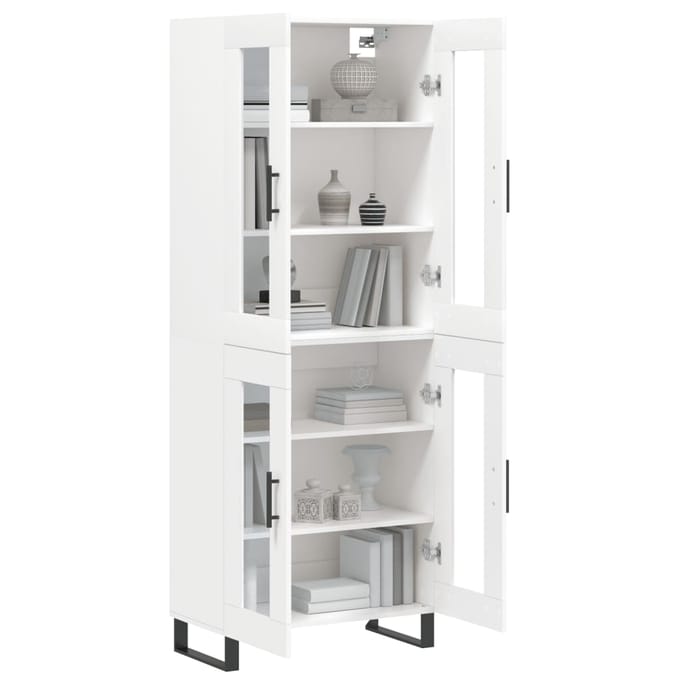 vidaXL - Hoge - kast - 69,5x34x180 - cm - bewerkt - hout - wit