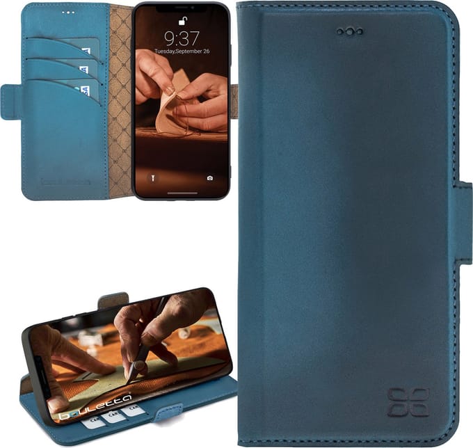 Bouletta iPhone 13 Pro Max compatibel leer BookCase hoesje - Midnight Blue