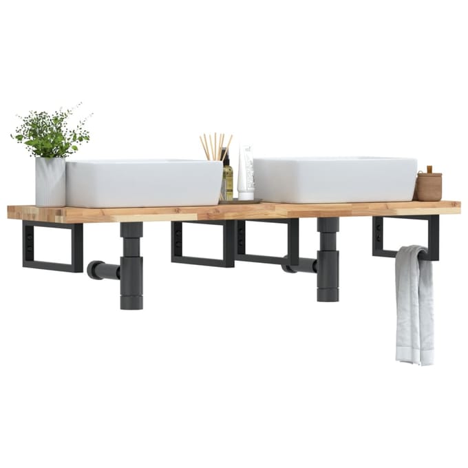 vidaXL - Badkamer - wandschap - staal - en - massief - acaciahout
