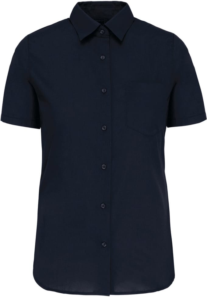 Kariban Dames Poplin Blouse Korte Mouwen K544 - Navy - L