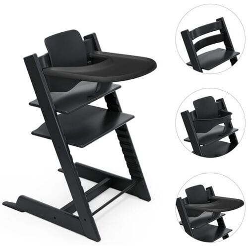 Stokke Tripp Trapp bundel kinderstoel met babyset en tafelblad Black unisex