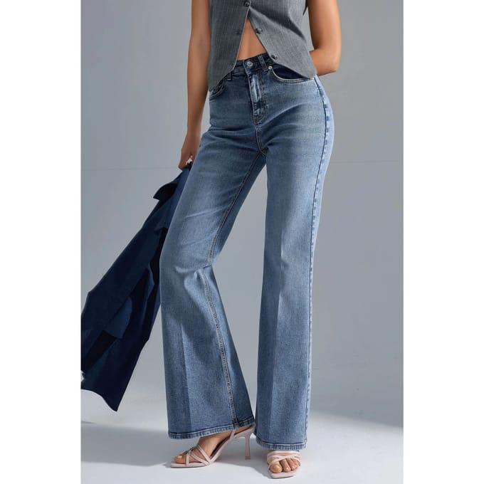 SQUALO Hoge Taille Flare Jeans