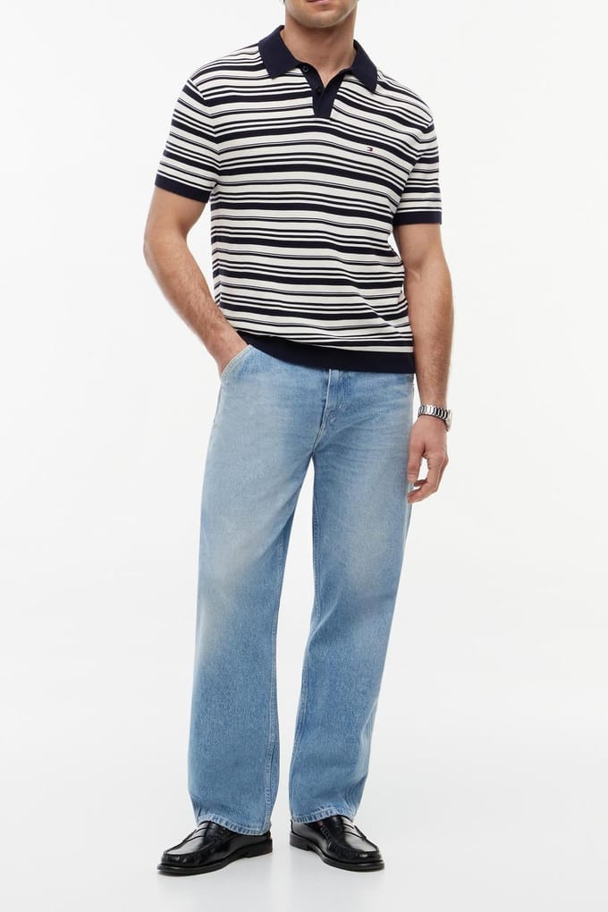 Tommy Hilfiger Cool Touch Structure Sweater Desert Sky/ivory Petal Multi Größe: M | Pullover Outlet | Herren