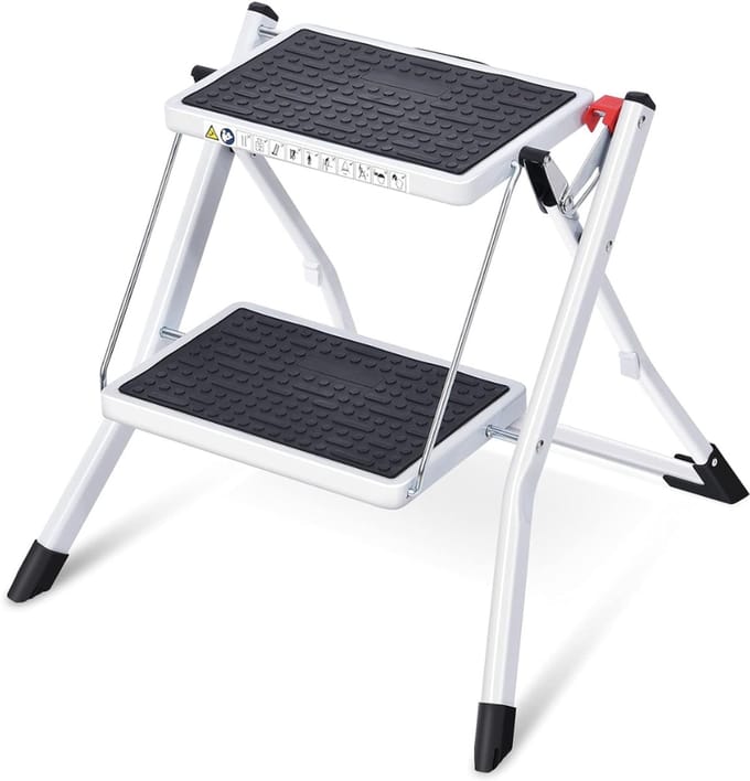 VLSelect® Keukentrap - Huishoudtrap - Huishoudladder - 2 treden