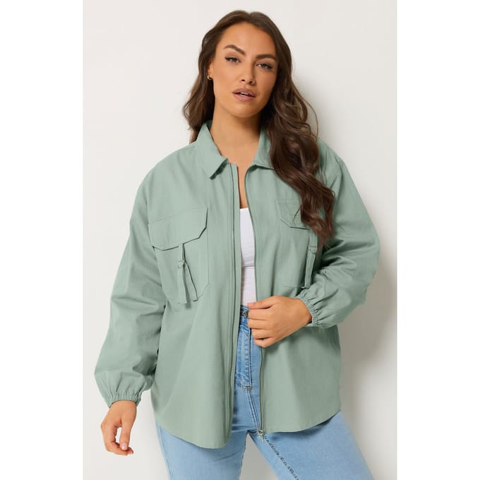 Yours Blauwe Utility Shacket Size 46