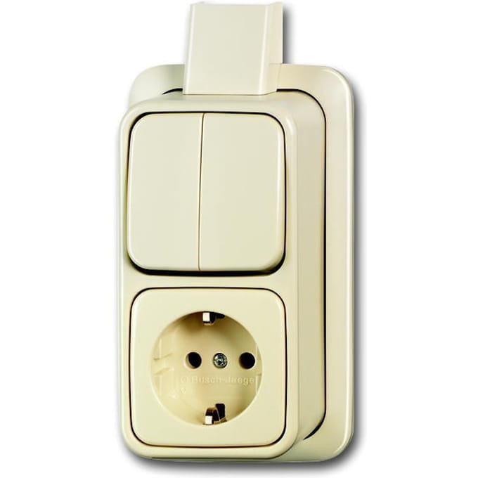 ABB Busch-Jaeger Combinatieschakelaar Contactdoos Met Montageplaat - 2CKA001641A0234