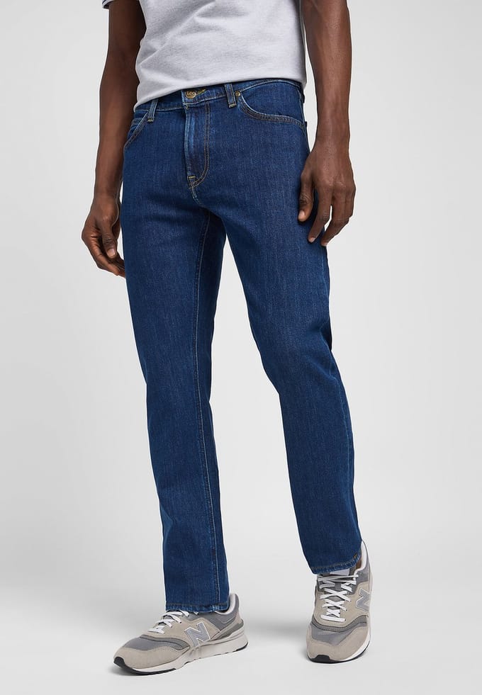 LEE DAREN ZIP FLY DEEP DARK STONE REGULAR STRAIGHT JEANS-HEREN