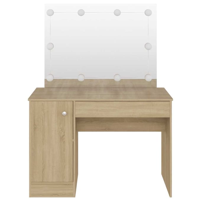 vidaXL - Kaptafel - met - LED-verlichting - 110x55x145 - cm - MDF - eikenkleurig