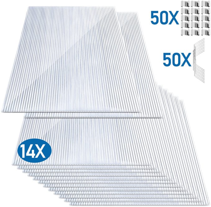 14x Kasplaten Polycarbonaat 4 mm Transparant met 50 Kasclips