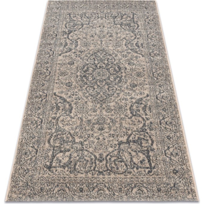 Kleden Rugsx Tapijt Wol JADE 45018/100 Ornament, frame beige 67x130 cm
