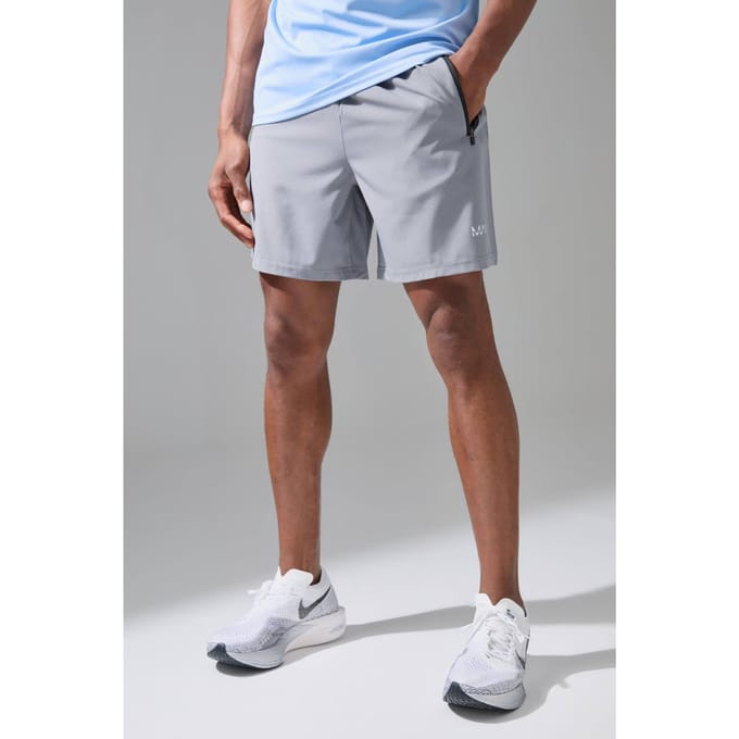 Men's Active Stretch Geweven Regular Fit 7inch Gym Shorts | Light Grey | Size Medium