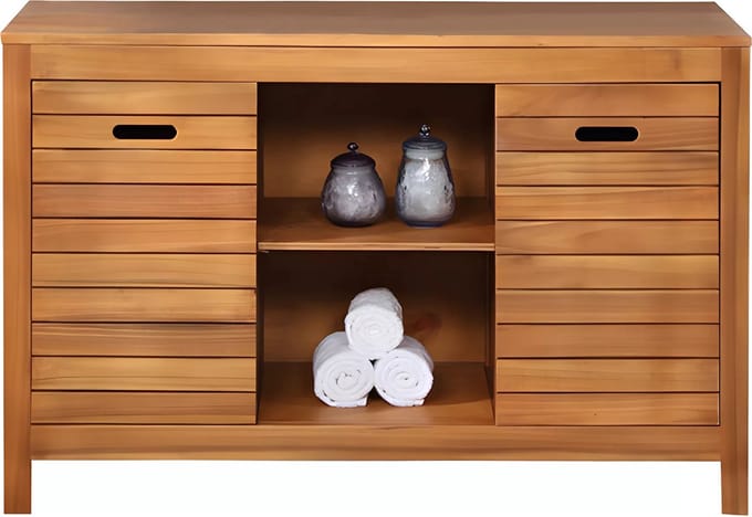 Vente-unique Wastafelmeubel in acaciahout - 130 cm - PULUKAN