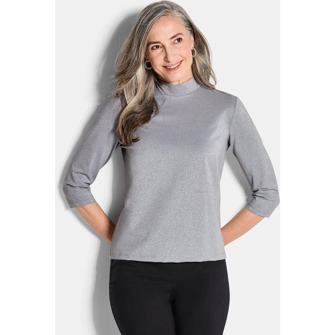 Shirt van glanzende viscose-jersey - grijs - Gr. 20 van Goldner Fashion