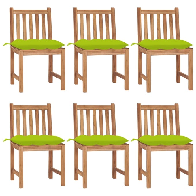 vidaXL - Tuinstoelen - 6 - st - met - kussens - massief - teakhout