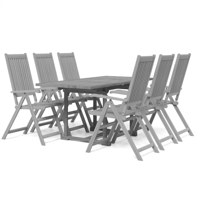 vidaXL - 7-delige - Tuinset - massief - acaciahout