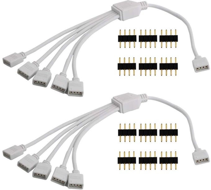 Allecto Plus - LED verdeler connector kabel 4-pins splitter voor LED Strips - LED-accessoires (2 stuks)