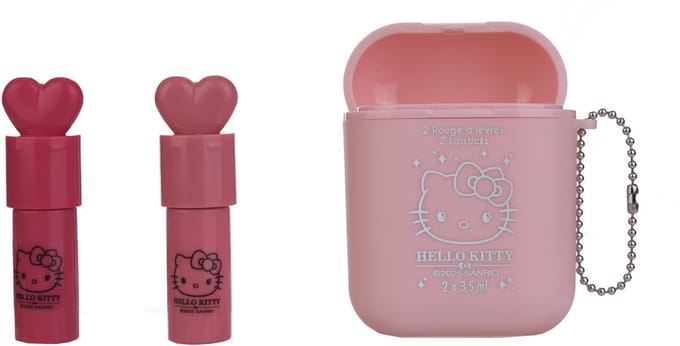 Hello Kitty Lipstick Set - Vegan Lippenstift Set - Roze Lipgloss Make-up Set - 2 x 3,5 ml