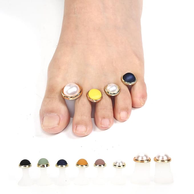 8 pièces Séparateur d'orteils en silicone pour nail art Lavable Réutilisable Outil de séparation des orteils Soin de pédicure#G beige