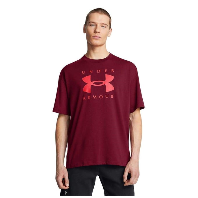 Under Armour Heren Logo Zwaargewicht Los T-shirt (Rood)