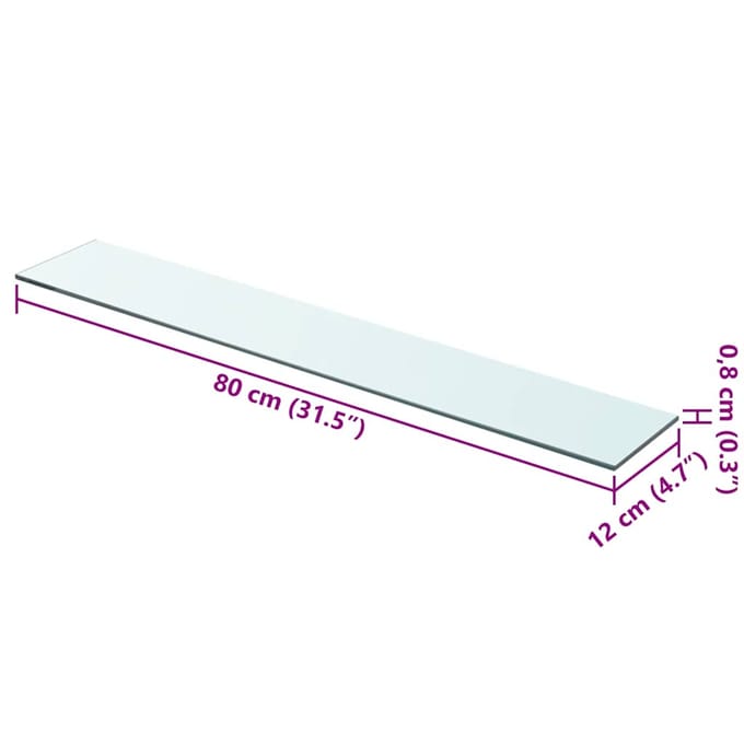vidaXL - Wandschap - transparant - 80x12 - cm - glas