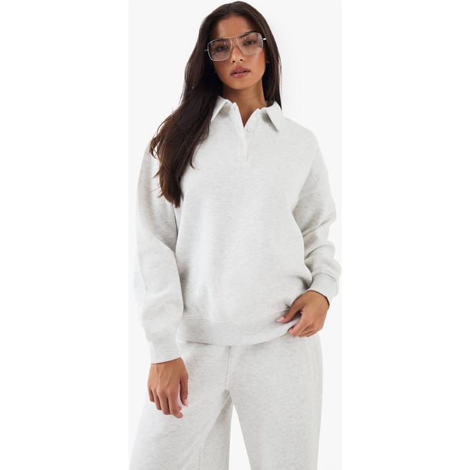 Dames DSGN Studio Sweatshirt met Kraag Oversized | Asgrijs | Maat: Medium