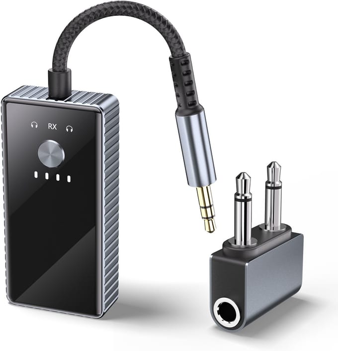 Sounix Bluetooth Transmitter & Receiver 2 in 1 - BT 5.2 - 3.5MM AUX - Bluetooth Zender - Bluetooth Ontvanger - Grijs