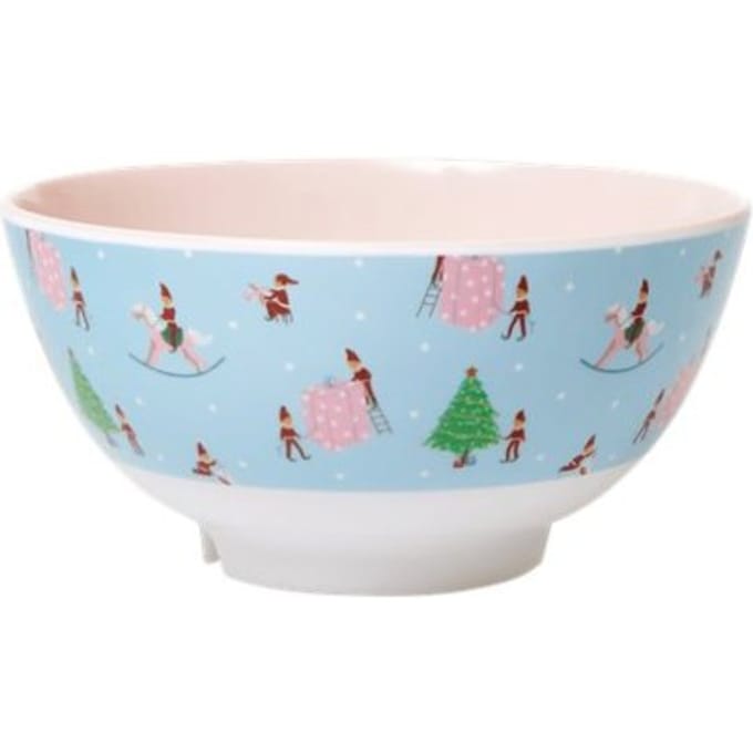 Rice kerst melamine kom x-mas elf print
