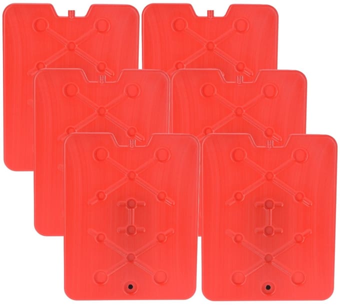 Excellent Houseware Koelelement Ice Pack - 6x - rood - plat - polyethyleen - 900 gram - 32 x 25 x 1 cm - schijf