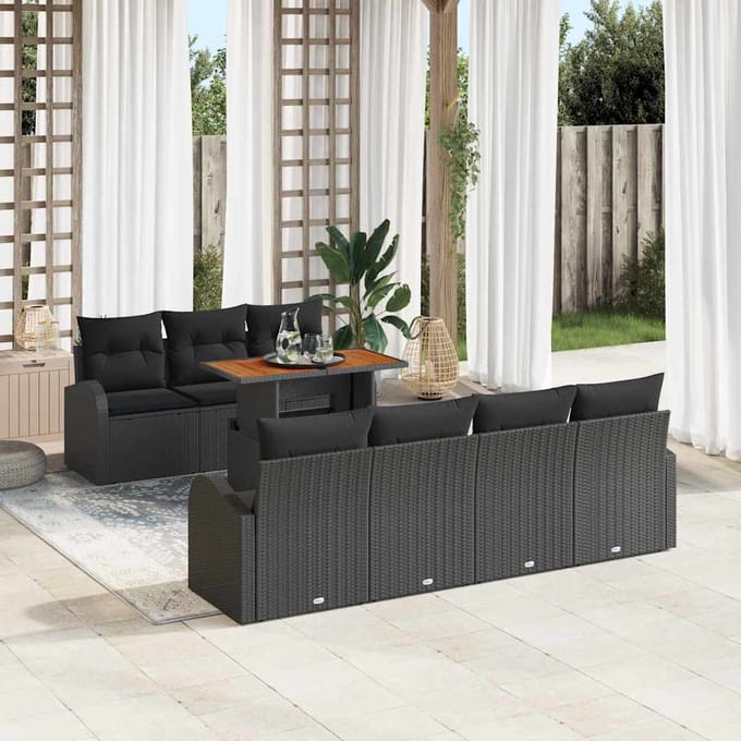 vidaXL - Tuinbank - Set - 8 - st - Zwart