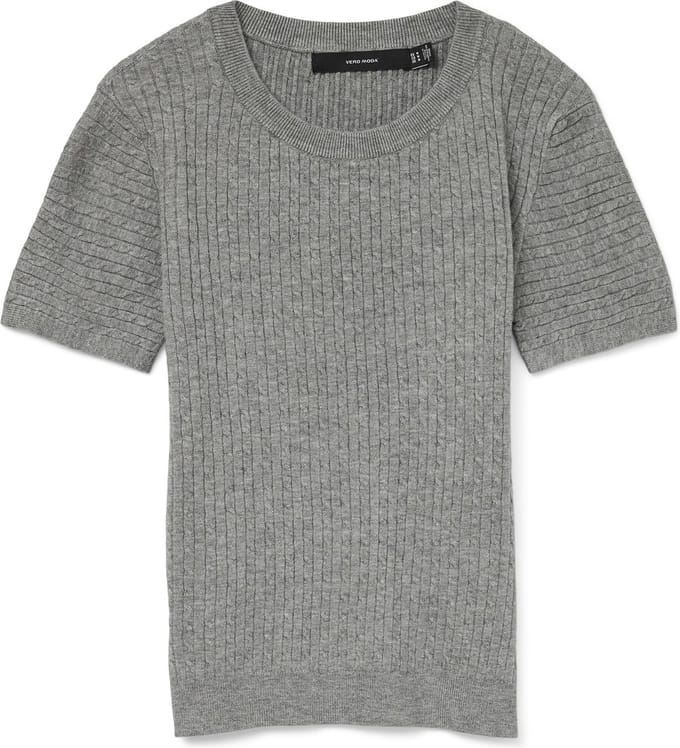 Vero Moda T-shirt Vmmirla Ss O-neck Pullover Boo 10331436 Medium Grey Melange Dames Maat - M
