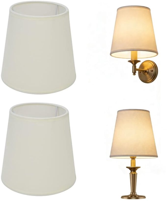 Allecto - Kleine Lampenkappen E14 - Scandinavisch Design - Wit - Stof