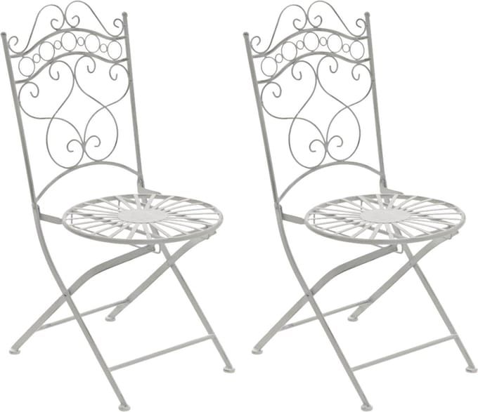 CLP Indra Set van 2 Klapstoelen - Vouwstoel - Buiten - antiek/wit