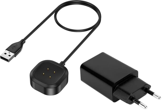 Strap-it oplader / oplaadkabel met adapter geschikt voor Fitbit Versa 3 / Versa 4 / Fitbit Sense / Sense 2