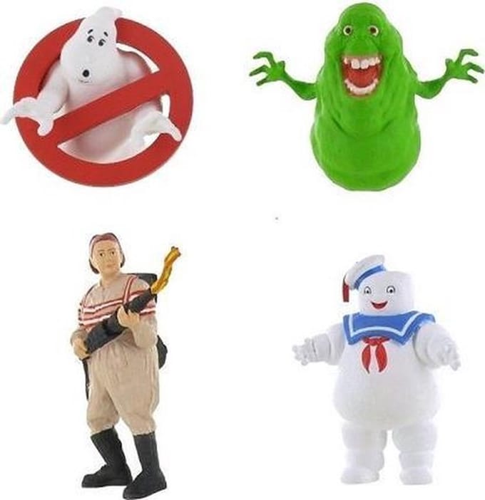 Ghostbusters - Speelset met Abby, Slimer, het Ghostbuster Logo en marshmallow - 6-8cm - Kunststof