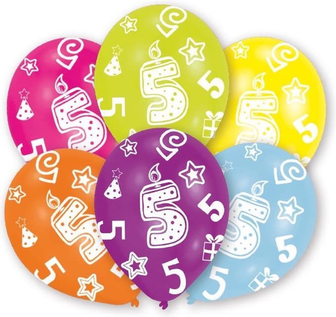 Amscan Ballonnen 5 Jaar 6 Stuks 28 Cm