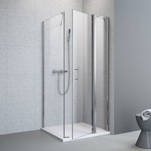 Megabad Profi Collection Planplus hinged door with fixed partition and side panel 90 x 90 x 195 cm hinged right MBPPDTFSD90R