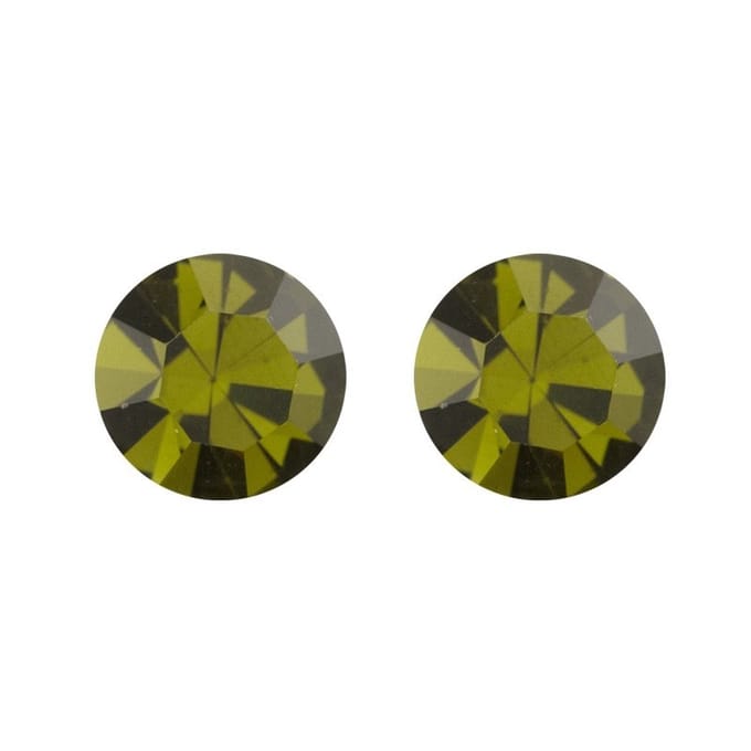 Zilveren oorknop, Lebowski kristal Olivine (5mm)