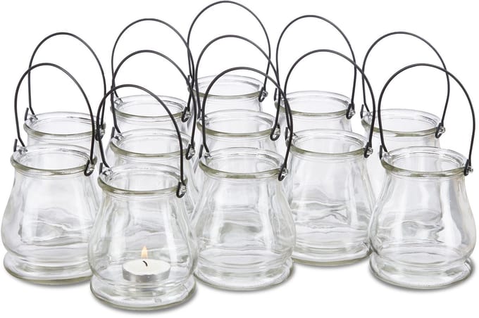 96x windlicht glas - waxinelichthouder - windlichten - tafeldecoratie - set