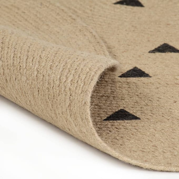 vidaXL - Vloerkleed - handgemaakt - met - driehoek - print - 90 - cm - jute