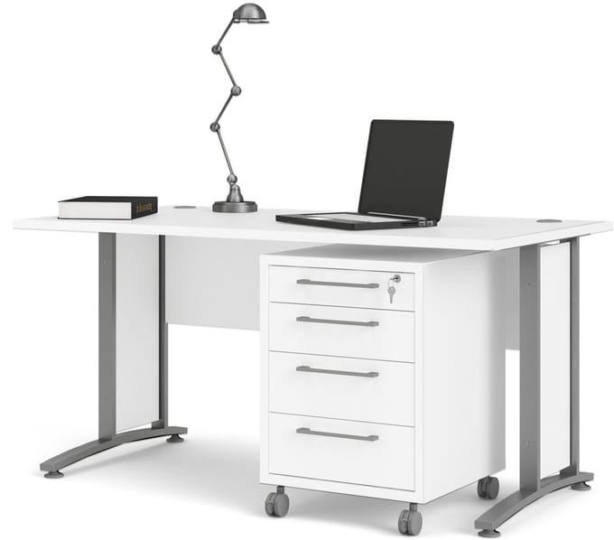 Giga Living Bureau Prima - Wit/Grijs - 150x80x75cm